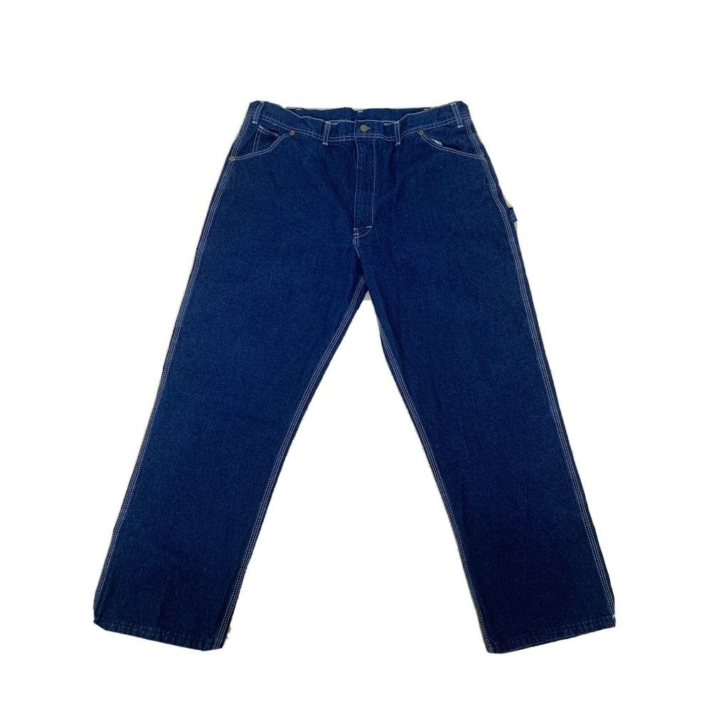 Key Imperial Mens Dark Wash Dungaree Carpenter Denim Blue Jeans 42x30 ACTL 39x29